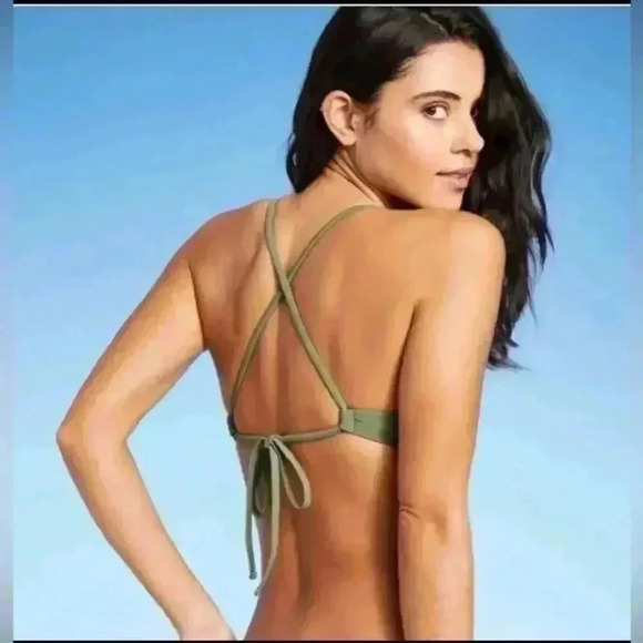 BUNDLE Crochet Bralette Bikini Tops Xhilaration Sage Green and blue Medium NWT - Picture 4 of 16